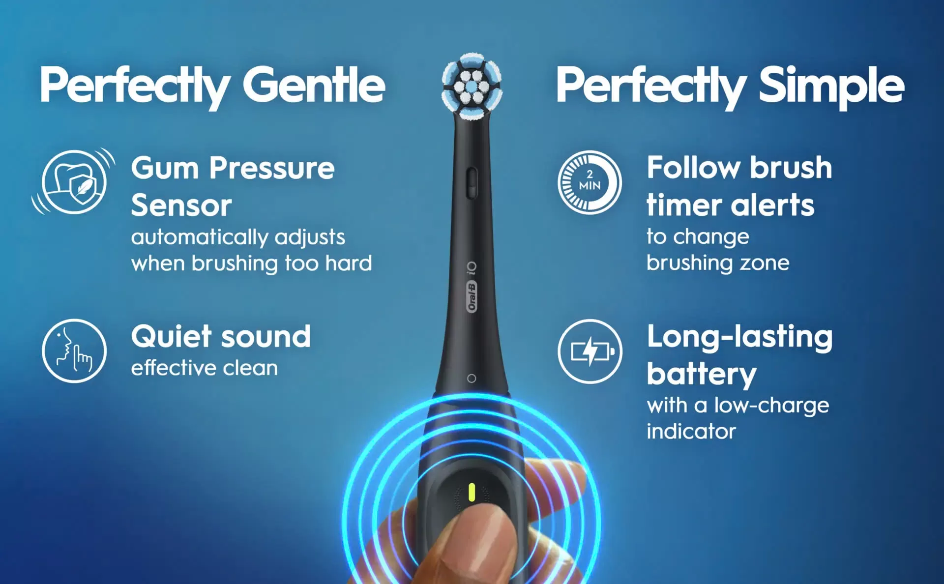 Bàn chải điện cao cấp Oral B iO Complete Clean với 3 chế độ làm sạch tối ưu. Công nghệ tiên tiến giúp chăm sóc răng miệng hiệu quả, bảo vệ nướu.