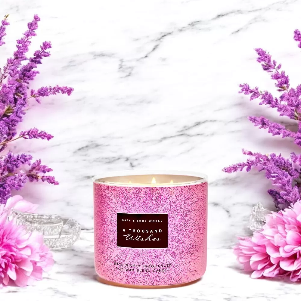 Set 5 món Quà Tặng Bath and Body Work hương A Thousand Wishes  - Sữa dưỡng thể, Sữa tắm, Xịt thơm toàn thân, Nến thơm, Tinh dầu.