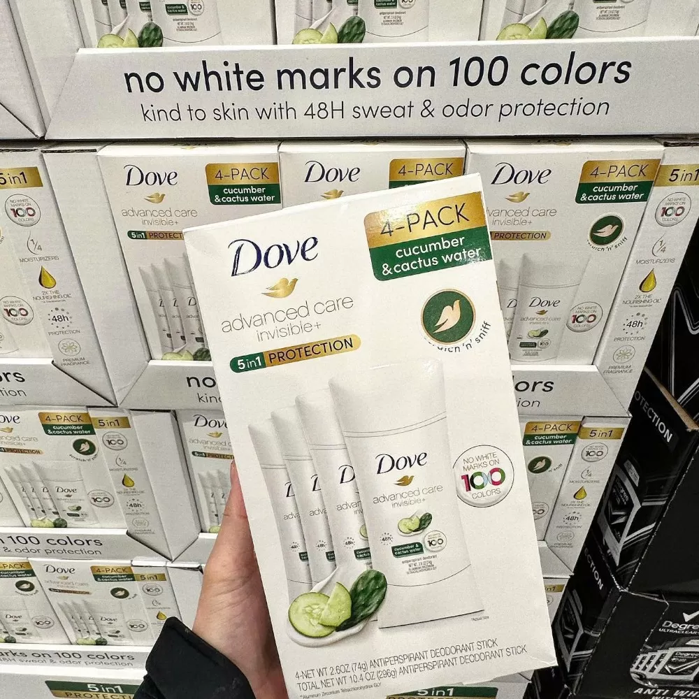 Lăn Khử Mùi Nữ Dove Advanced Care Invisible 4 pack, khô thoáng, mên mị và thơm dài lên đến 48h. Lăn khừ mùi Dove giúc da dưỡng ẩm, thích hợp mọi hoàn cảnh.