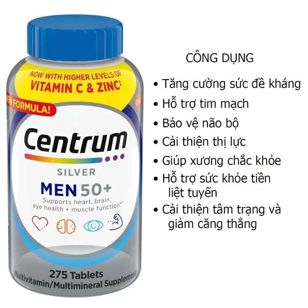 Vitamin tổng hợp cho nam giới Centrum Silver Men 50+ (275 viên)