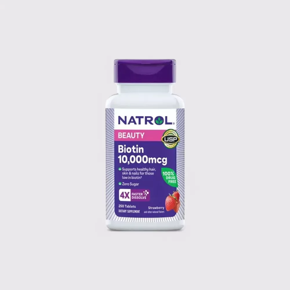 Viên ngậm mọc tóc và chống rụng Natrol Biotin 10000mcg 250 viên của Mỹ