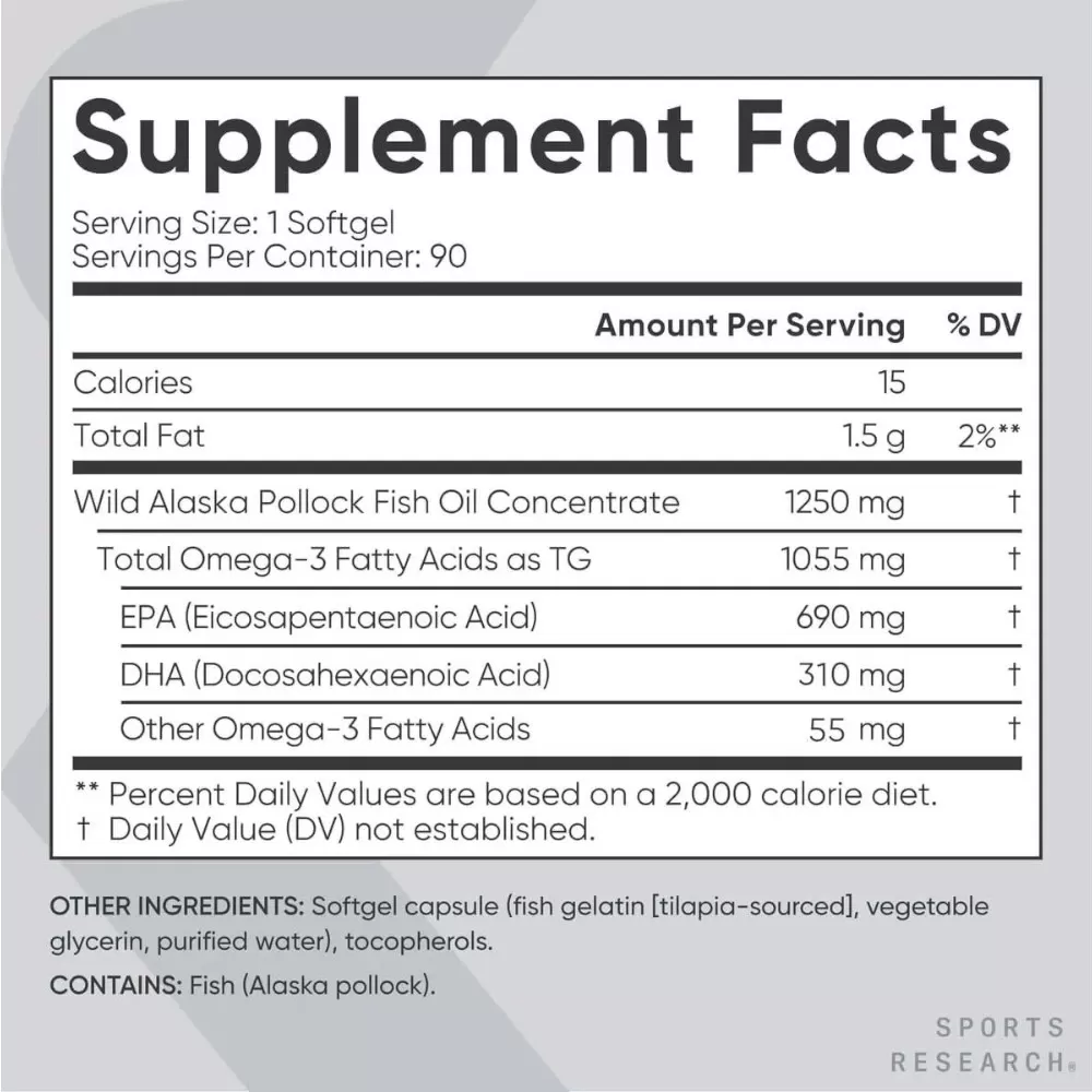 Viên Uống Dầu Cá Sports Research Triple Strength Omega 3 Fish Oil Của Mỹ #150 Viên