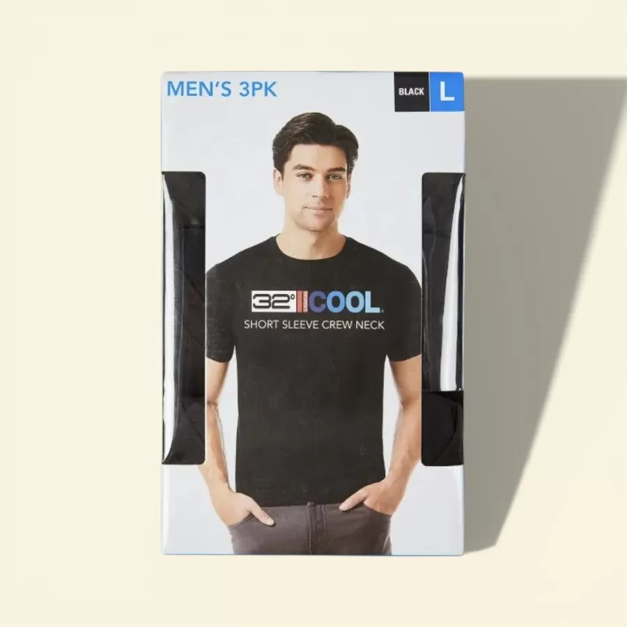 32 Degrees Hombre Cool #3 Pack, Size L #Đen