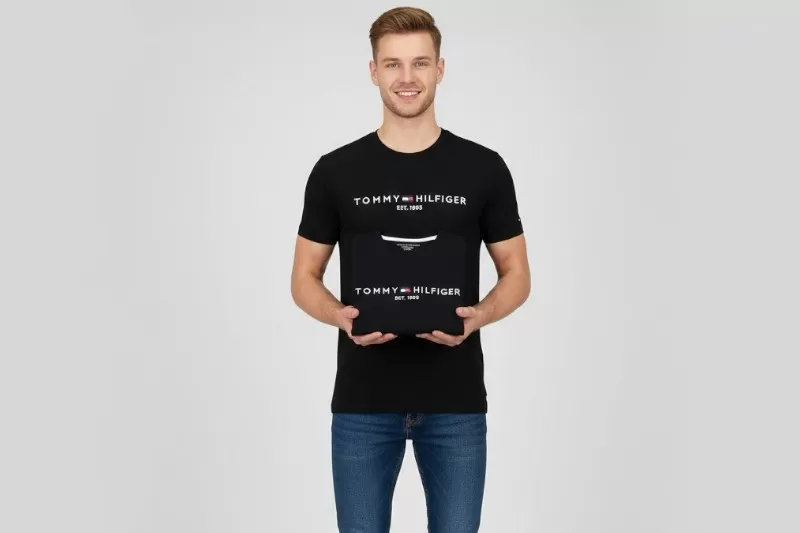 &Aacute;o thun nam Tommy Hilfiger Embroidered Tommy Logo m&agrave;u đen size L ch&iacute;nh h&atilde;ng