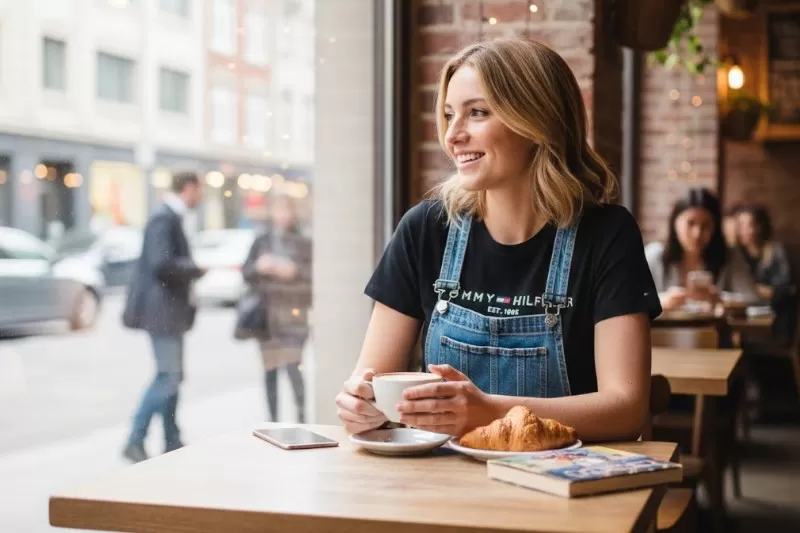 &Aacute;o thun nam Tommy Hilfiger Embroidered Tommy Logo black size L form chuẩn