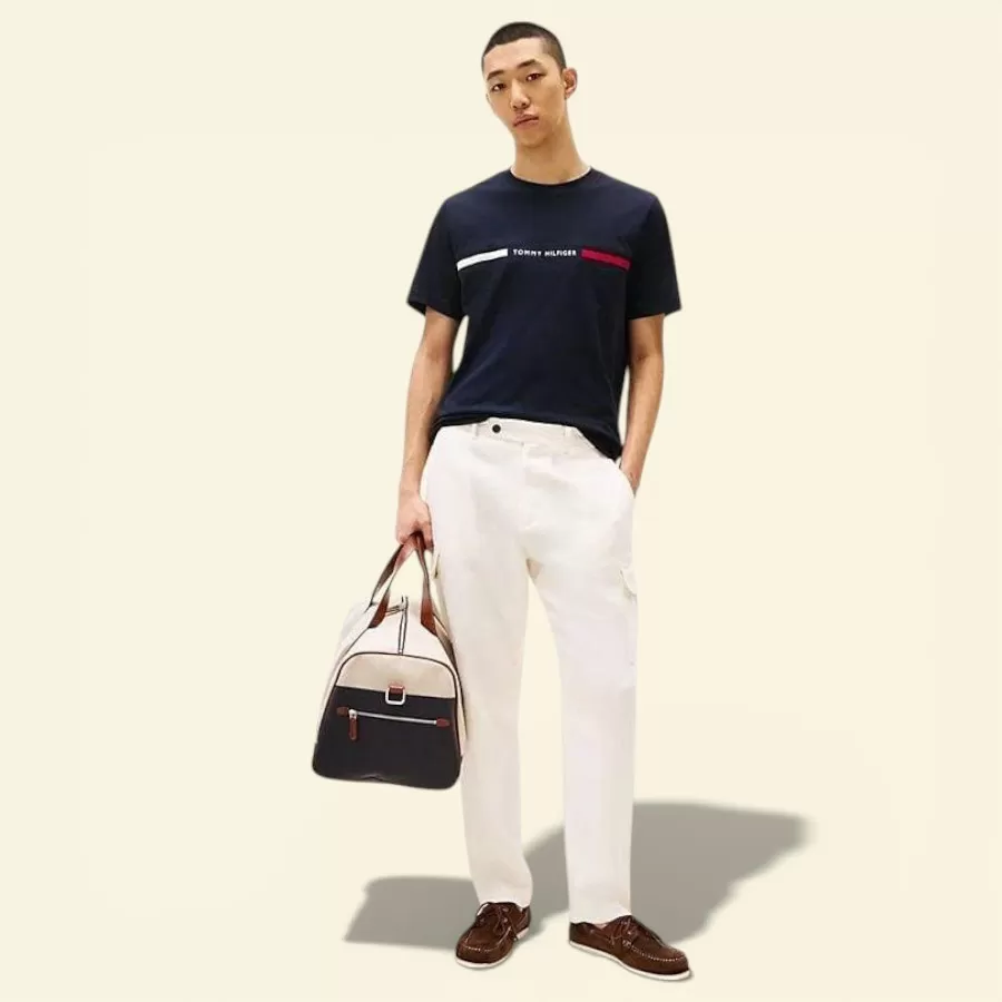 Tommy Flag Stripe T-Shirt #Size S #Màu Xanh Navy