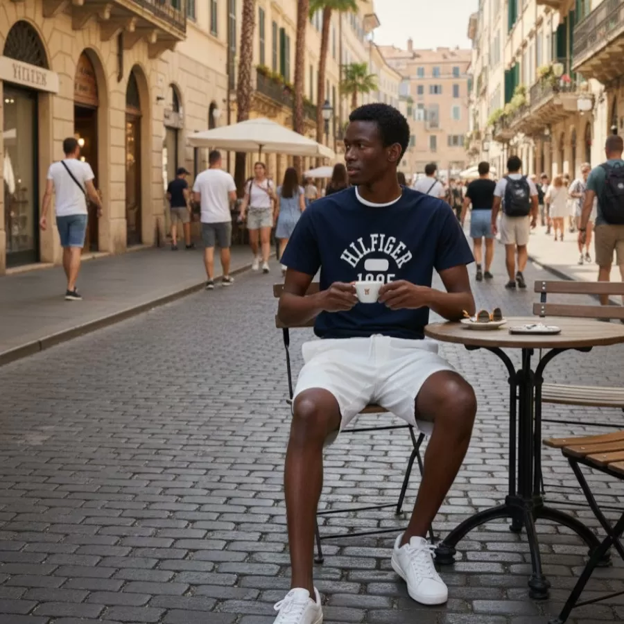 Tommy Hilfiger 1985 Logo T-Shirt #M #Xanh Navy