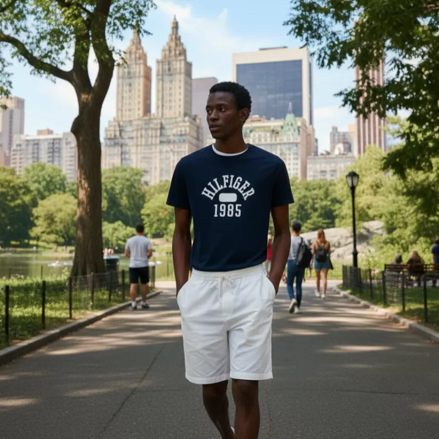 Tommy Hilfiger 1985 Logo T-Shirt #M #Xanh Navy