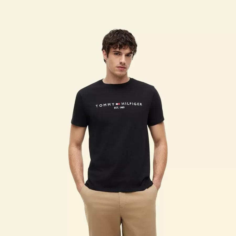 Tommy Hilfiger Embroidered Tommy Logo T-Shirt #M #Đen