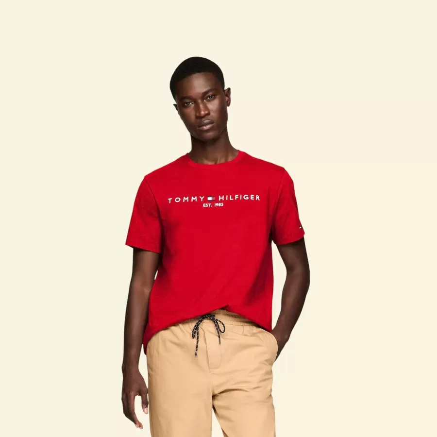 Tommy Hilfiger Embroidered Tommy Logo T-Shirt #M #Đỏ