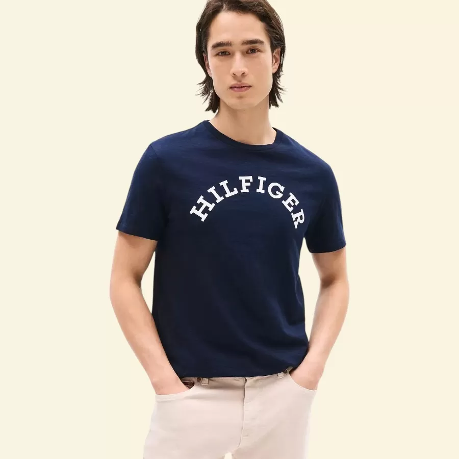 Tommy Hilfiger T-Shirt A Logo Hilfiger Arch #M #Xanh Navy