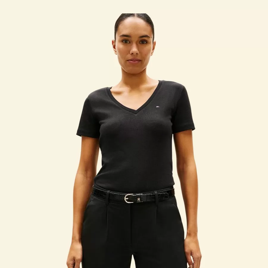 Tommy Hilfiger V-Neck Favorite T-Shirt #L #Đen