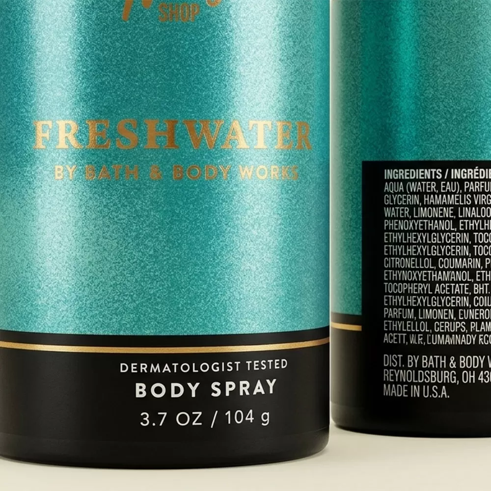 FreshWater - Bath & Body Works Men's Deodorizing Body Spray - 3.7 Oz / 104g