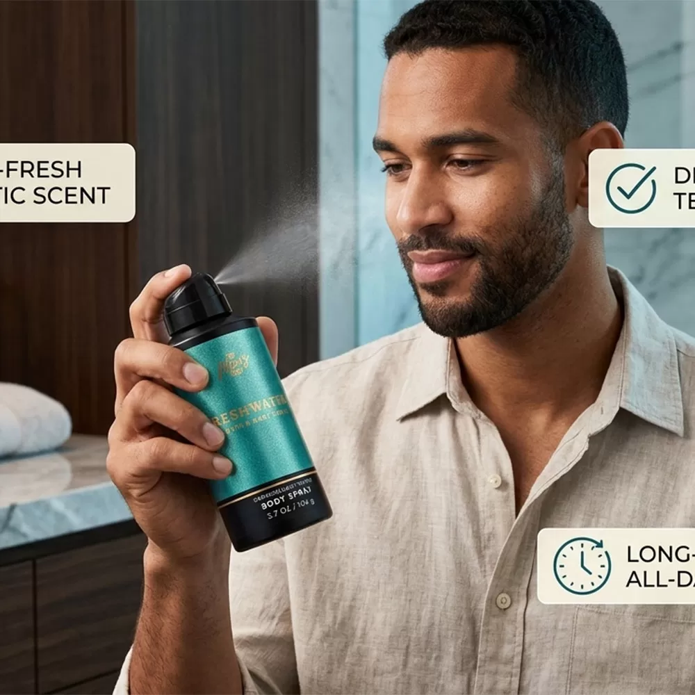 FreshWater - Bath & Body Works Men's Deodorizing Body Spray - 3.7 Oz / 104g