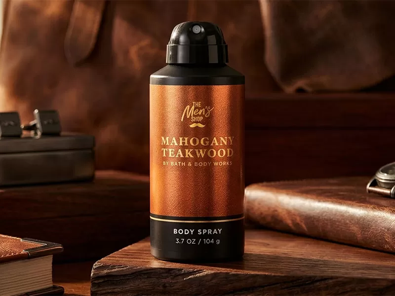 Xịt body nam Bath & Body Works Mahogany Teakwood, hương thơm gỗ mahogany độc đ&aacute;o.