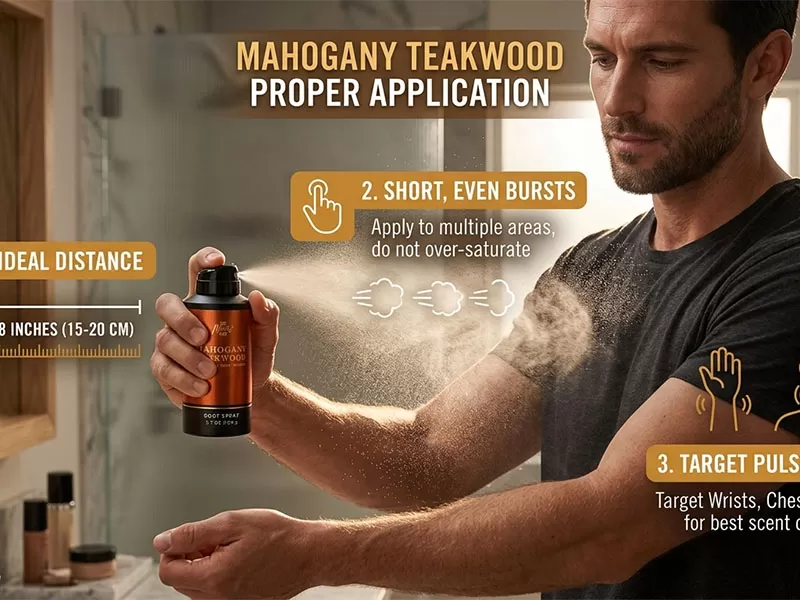 C&aacute;ch sử dụng xịt body nam Bath & Body Works Mahogany Teakwood để khử m&ugrave;i hiệu quả, gi&uacute;p thơm l&acirc;u.
