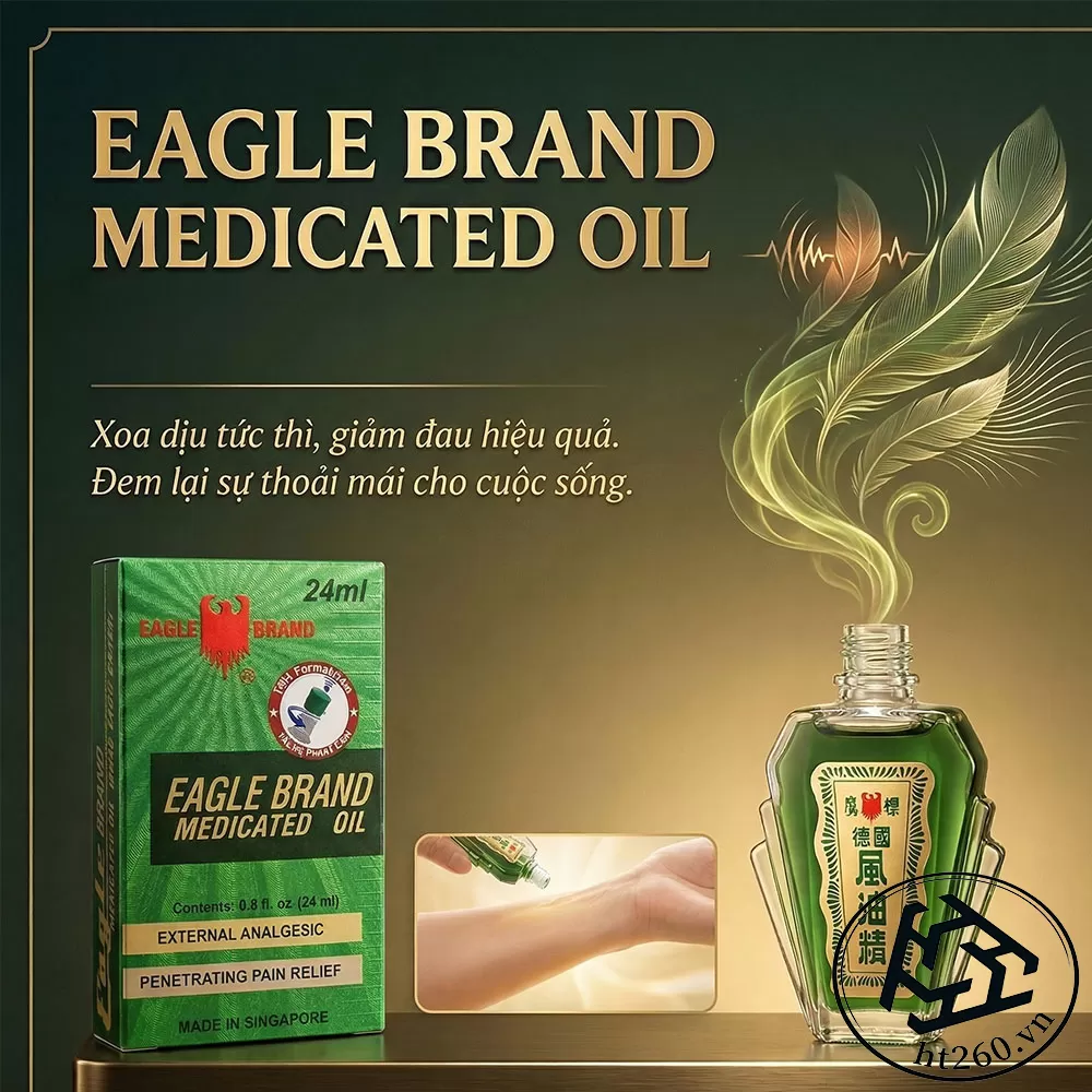 Dầu gió Eagle Brand chuyên dụng cho giảm đau, chai 24ml, nguồn gốc Singapore