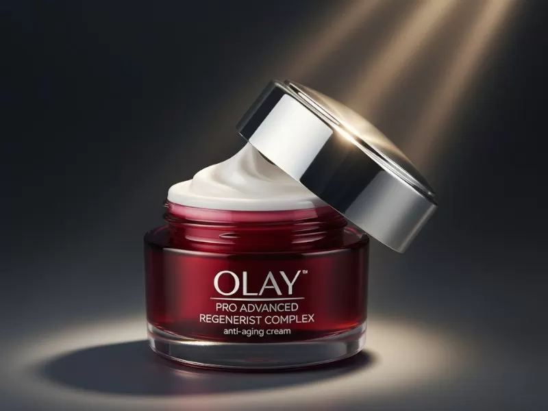 Hình ảnh cận cảnh chất kem của Kem Dưỡng Olay Regenerist, thể hiện kết cấu mỏng nhẹ, dễ thẩm thấu giúp da căng mịn.