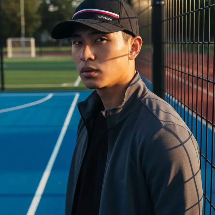 Tommy Hilfiger Embroidered Monotype Stripe Baseball Cap #Đen