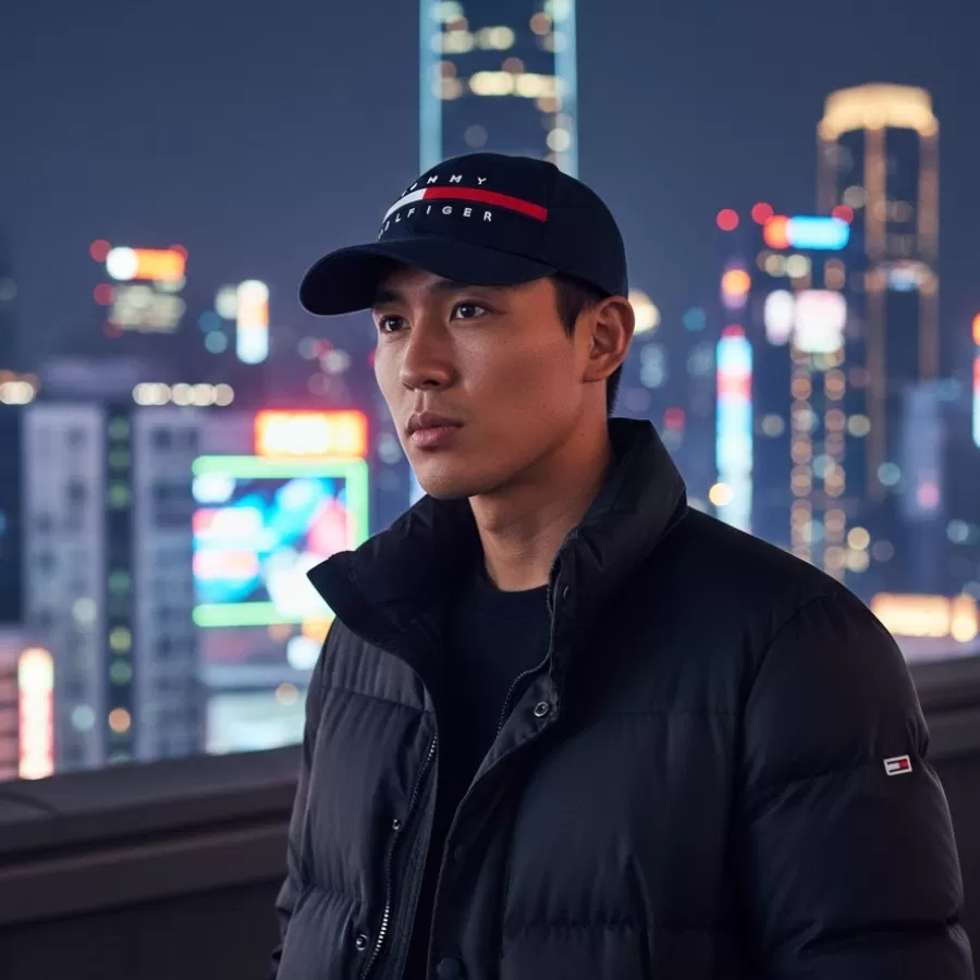 Tommy Hilfiger Flag Stripe Logo Baseball Cap Sky Captain #Xanh Navy