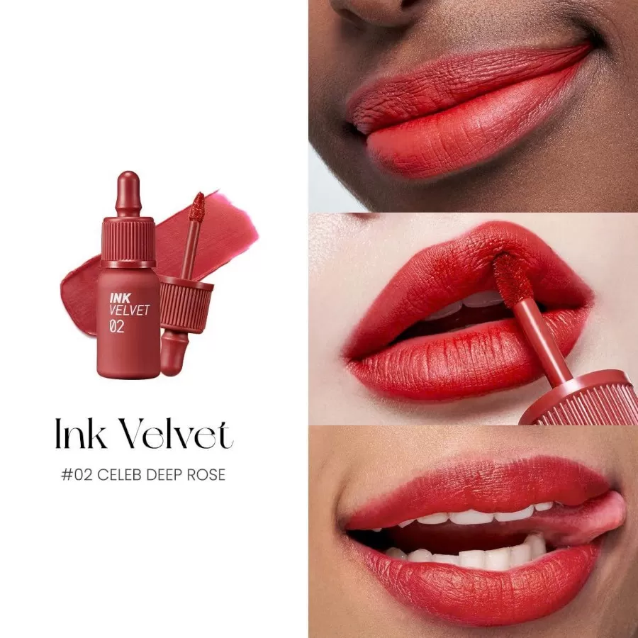 Son kem lì Peripera Ink Red Only 02 Celeb Deep Rose chính hãng, màu hồng trầm sang trọng, chất son mịn nhẹ lâu trôi