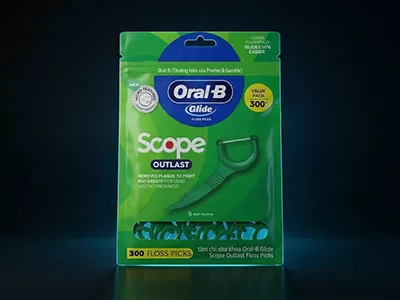 Tăm chỉ nha khoa Oral-B Glide Scope Outlast Floss Picks giải quyết nỗi đau khi dùng chỉ thường gây chảy máu lợi.