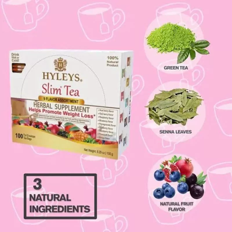 Trà Giảm Cân Thảo Mộc Slim Tea Hyleys 9 Hương Vị - 100 Gói