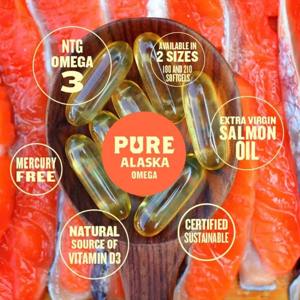 Viên dầu cá hồi Pure Alaska Omega Wild Alaskan Salmon Oil 1000 mg | 210 softgels