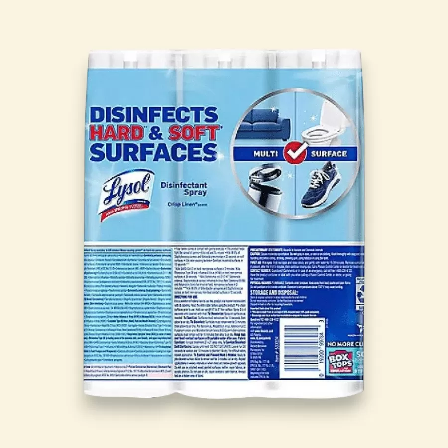 Bacteria Lysol Disinfectant Spray, Crisp Linen Scent #3 x 19 Oz~30ml