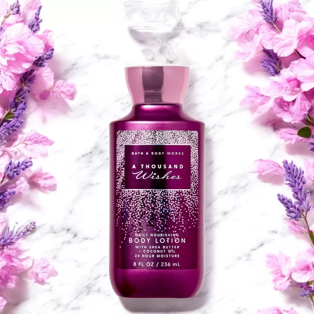 Set 5 món Quà Tặng Bath and Body Work hương A Thousand Wishes  - Sữa dưỡng thể, Sữa tắm, Xịt thơm toàn thân, Nến thơm, Tinh dầu.