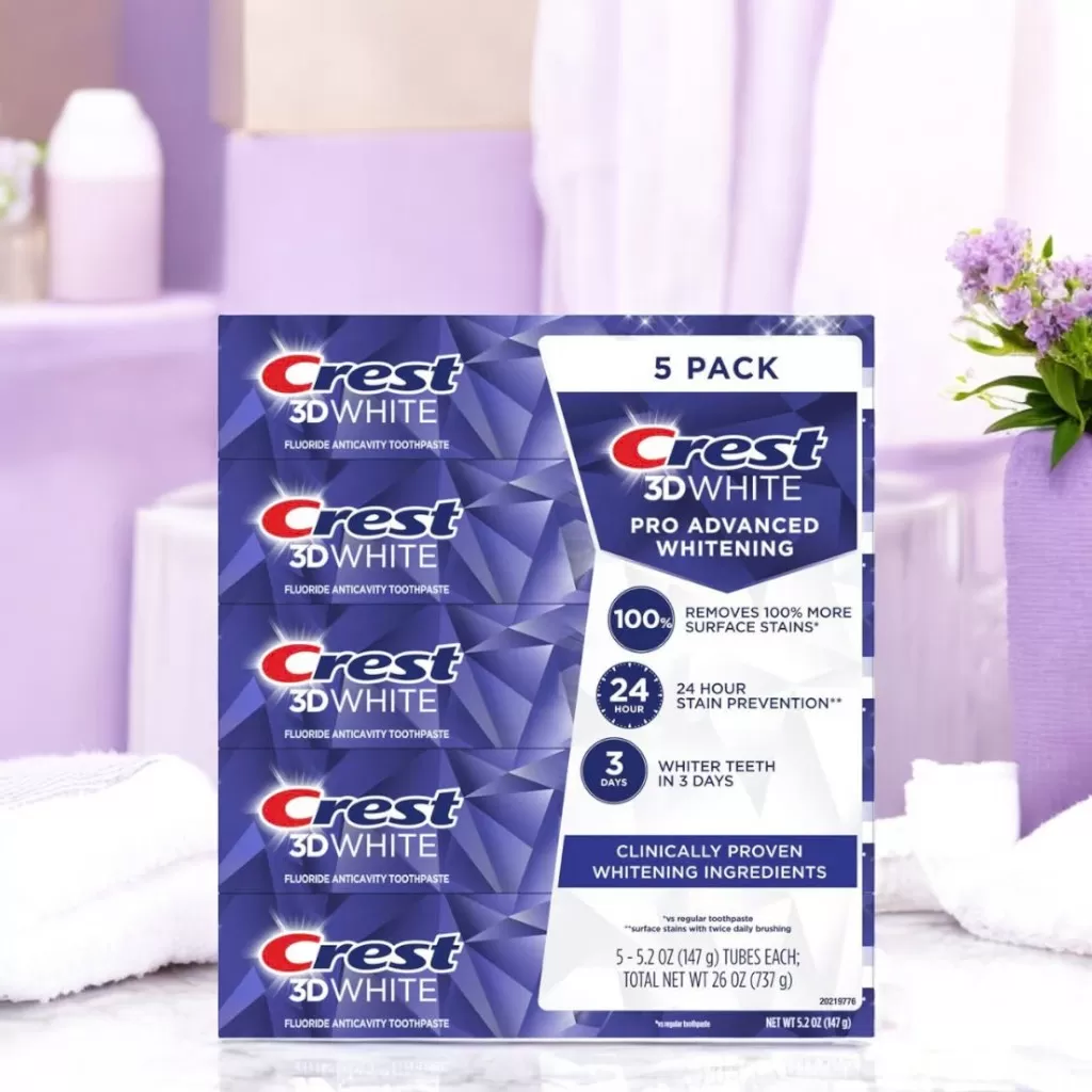 Kem đánh răng Crest 3D White Pro Advanced Whitening - Set 5 x 147g