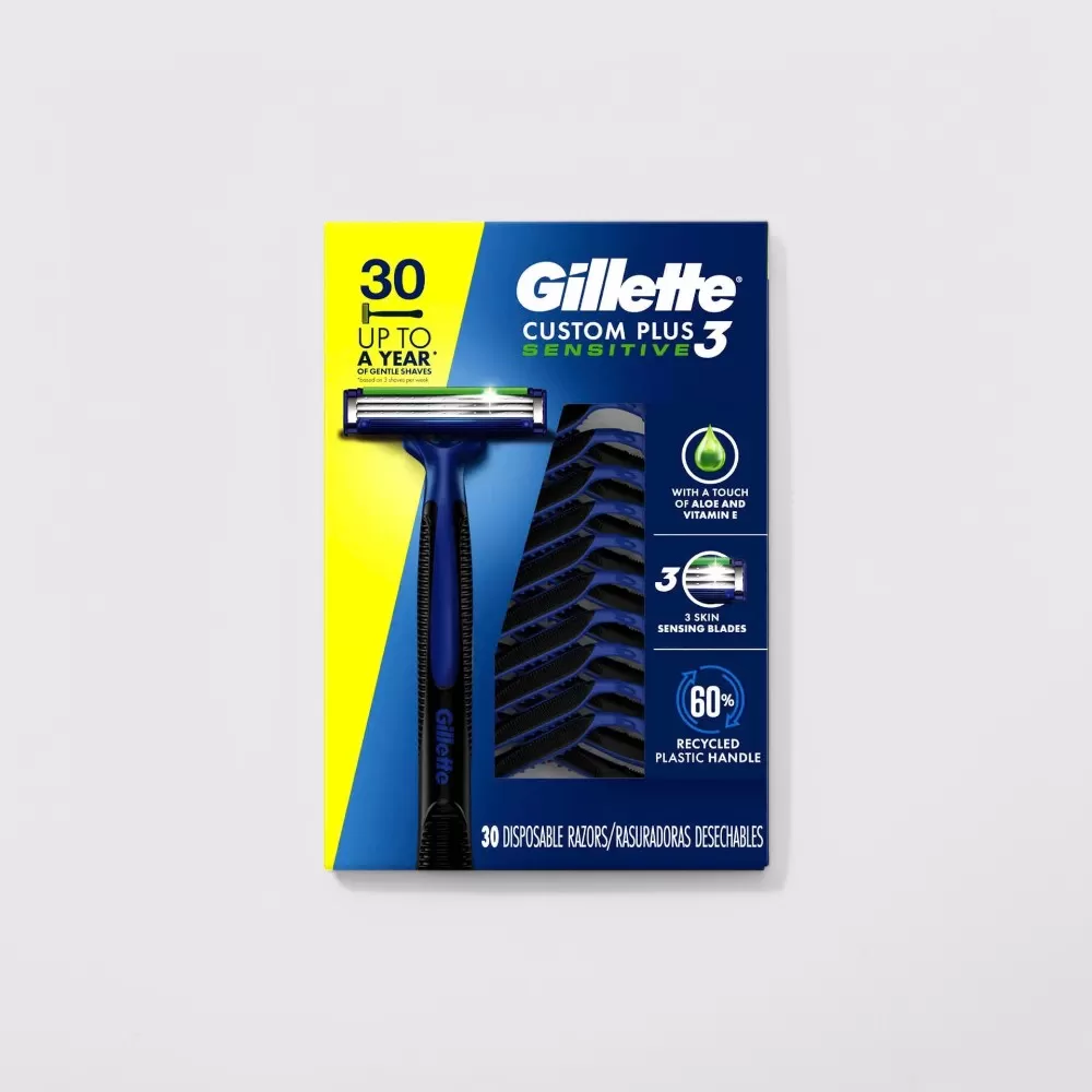 Dao Cạo Râu 3 Lưỡi Gillette Custom Plus 3 Sensitive #30 cái