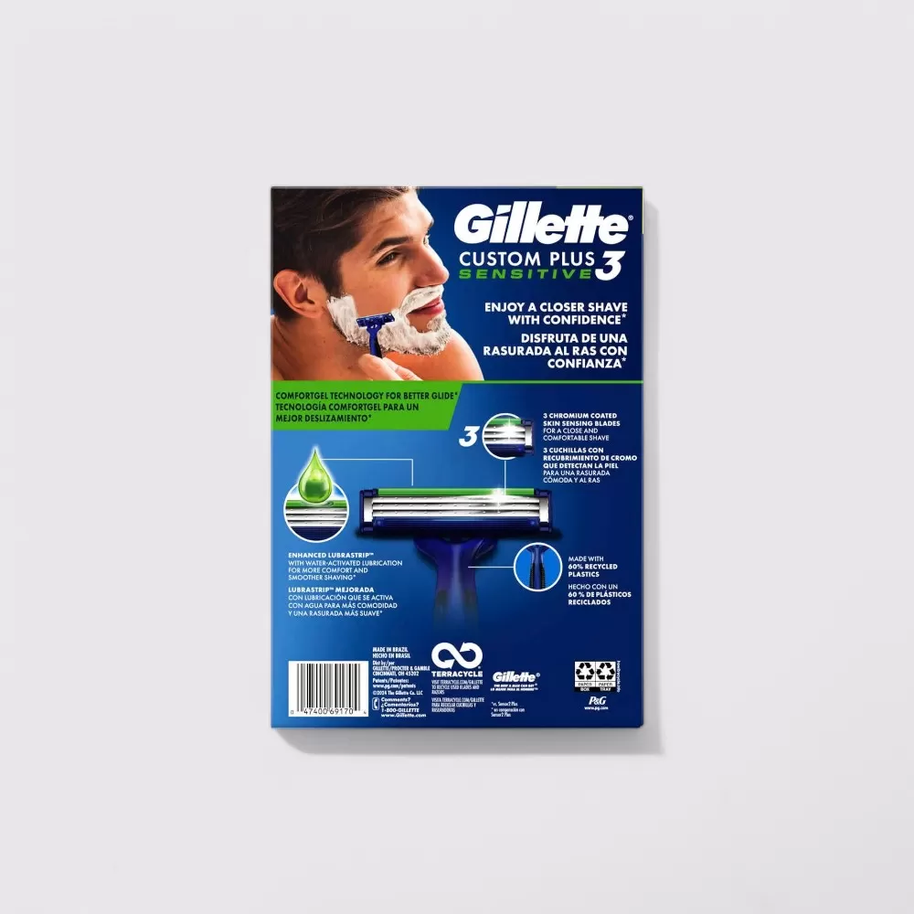 Dao Cạo Râu 3 Lưỡi Gillette Custom Plus 3 Sensitive #30 cái