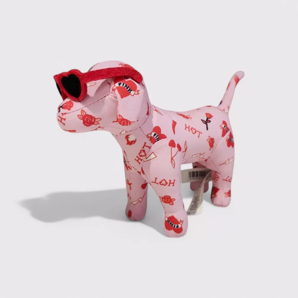 Victoria's Secret Pink 2025 Valentine's Day Stuffed Mini Dog Red Heart Glasses