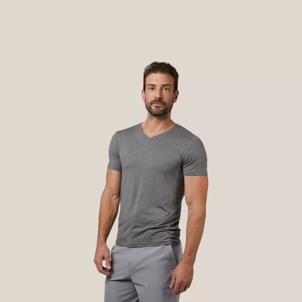 Áo Thun Nam 32 Degrees Men's Cool Classic Vneck T-Shirt | Xám Trắng | Size: M