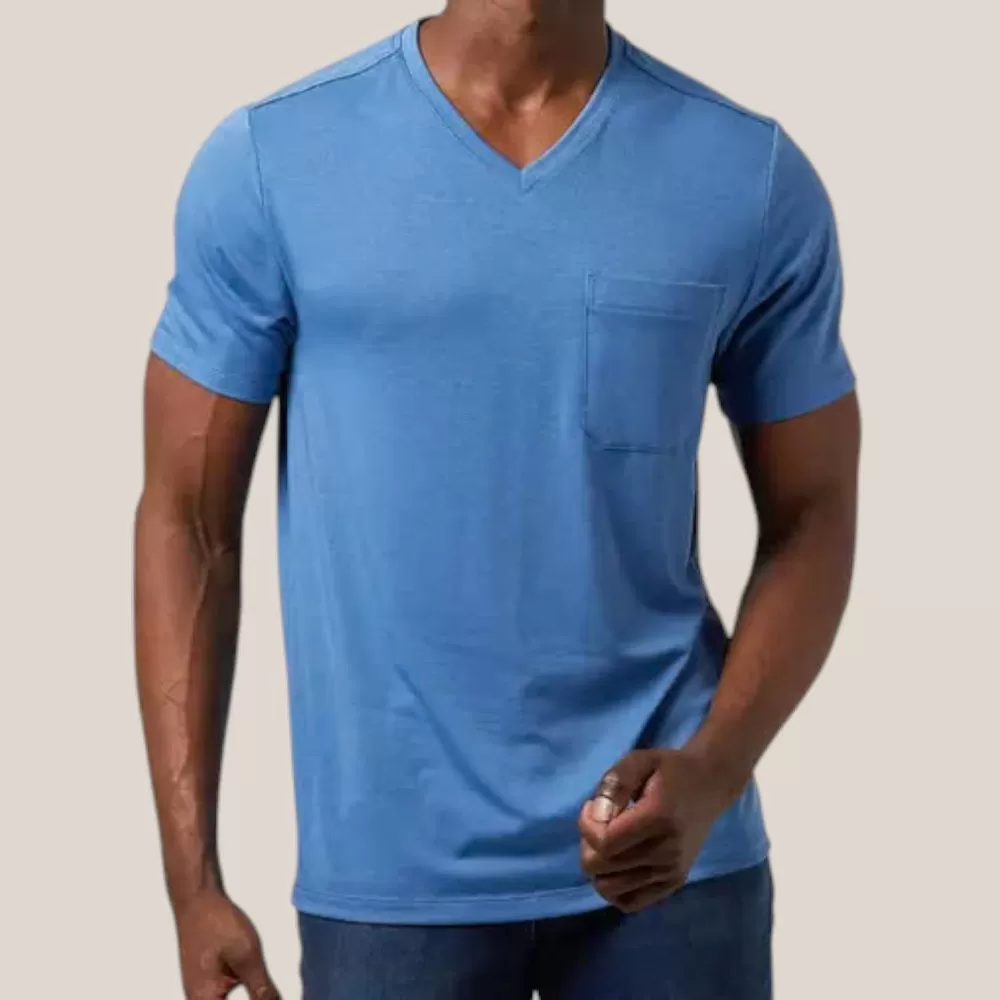 Áo Thun Nam 32 Degree Men's Pocket V-Neck Short Sleeve T-Shirt | Xanh Dương | Size M