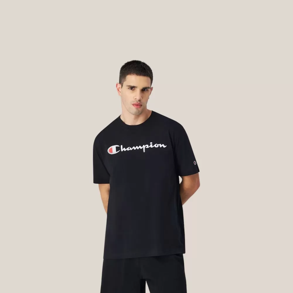 Áo Thun Nam Champion Big Logo Cotton Jersey T-Shirt | Đen | Size M