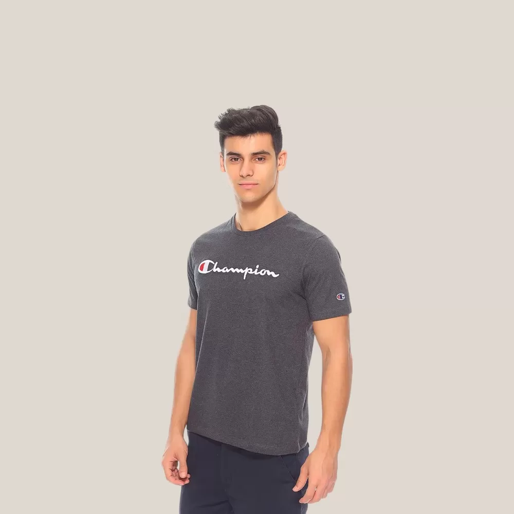 Áo Thun Nam Champion Big Logo Cotton Jersey T-Shirt | Xám Đen | Size M
