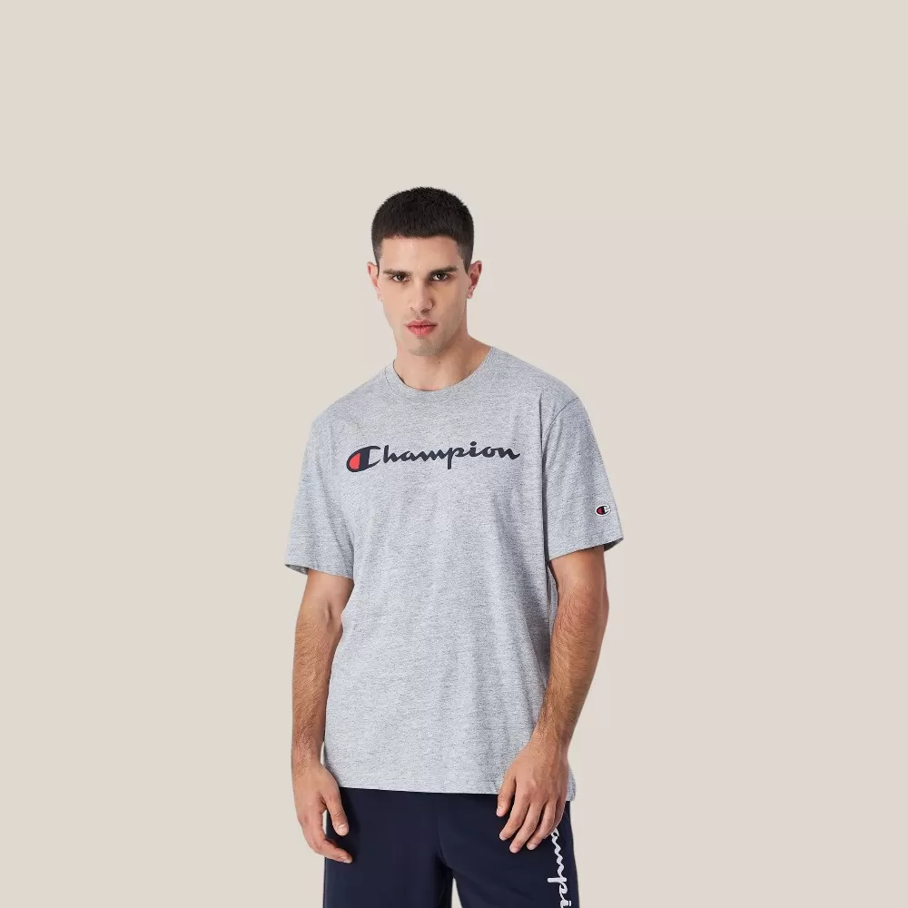 Áo Thun Nam Champion Big Logo Cotton Jersey T-Shirt | Xám Trắng | Size M
