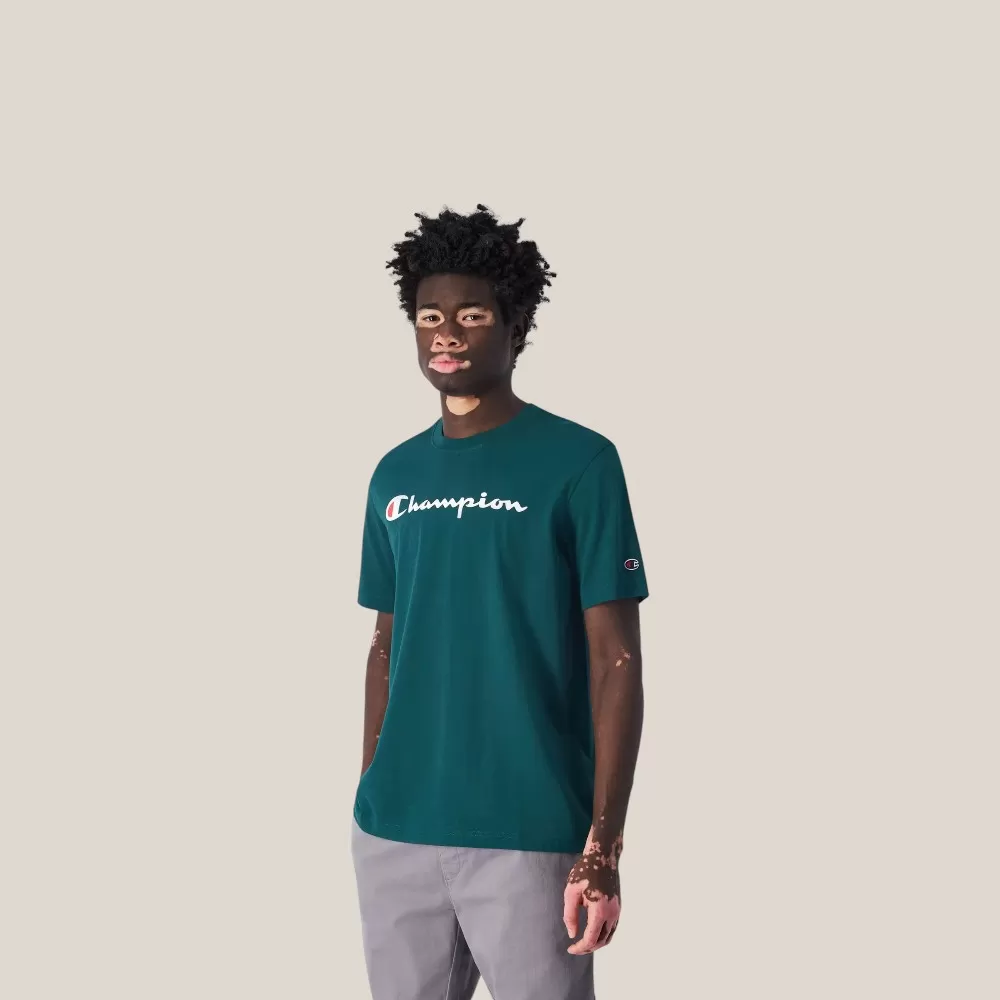 Áo Thun Nam Champion Big Logo Cotton Jersey T-Shirt | Xanh Lá | Size M