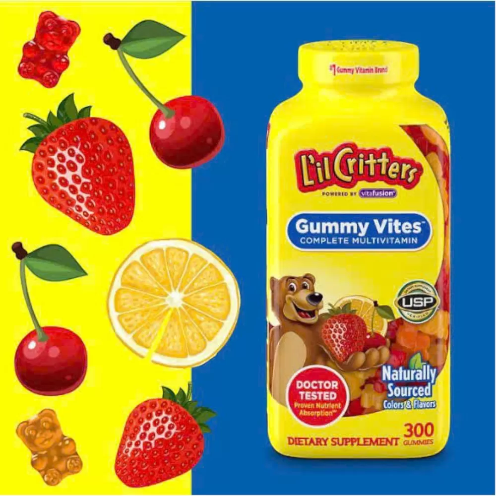 Kẹo Dẻo Vitamin Tổng Hợp Cho Bé L’il Critters Gummy Vites, Cho Trẻ Từ 2 Tuổi #300 Viên (Mẫu mới)