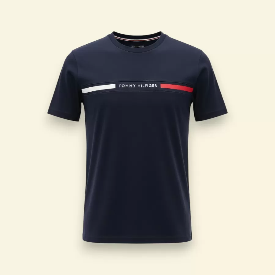 Tommy Flag Stripe T-Shirt #Size S #Màu Xanh Navy