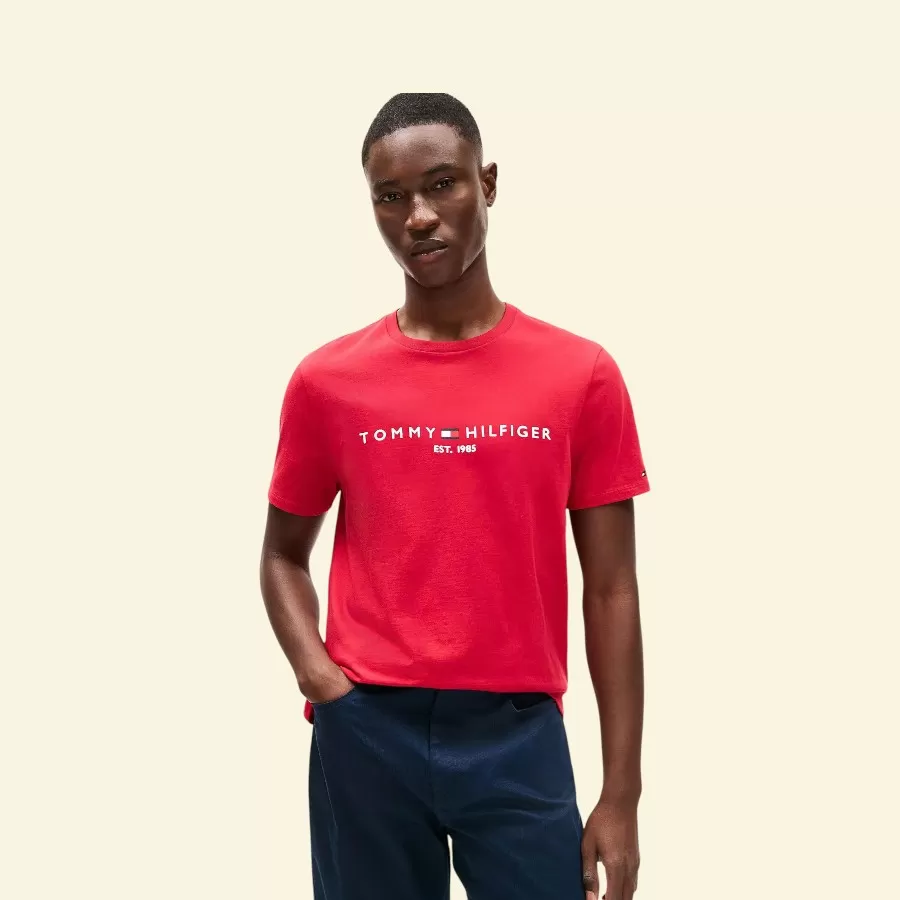 Tommy Hilfiger Embroidered Tommy Logo T-Shirt #M #Đỏ
