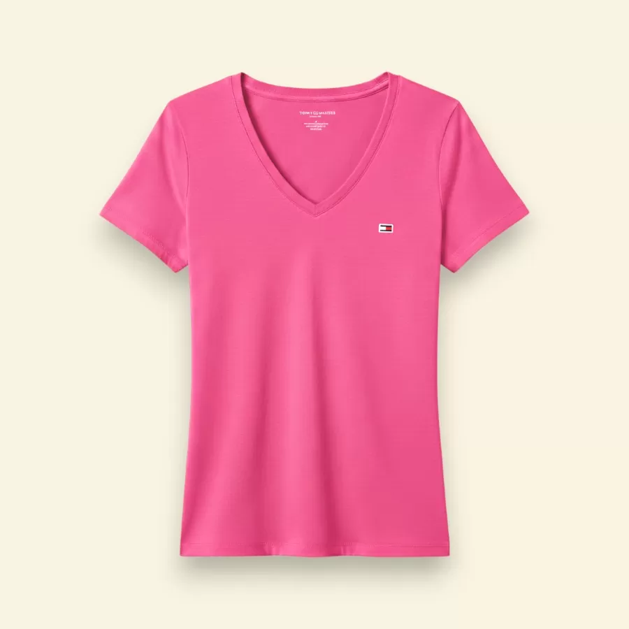 Tommy Hilfiger V-Neck Favorite T-Shirt #S #Hồng (Fandango Pink)
