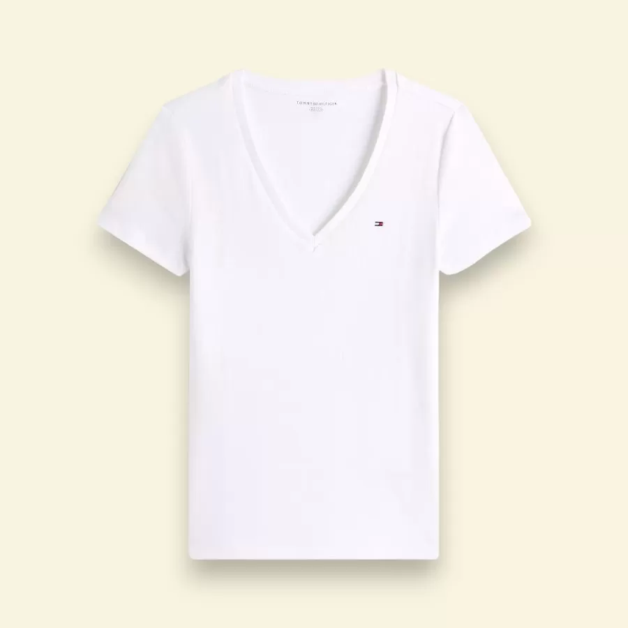 Tommy Hilfiger V-Neck Favorite T-Shirt #S #Trắng