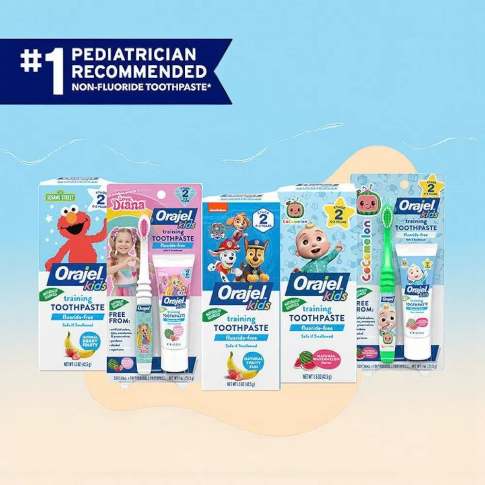 Set Orajel Kids Cocomelon™ Fluoride‑Free Training Toothpaste