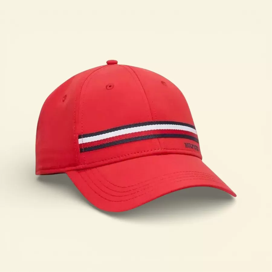Tommy Hilfiger Embroidered Monotype Stripe Baseball Cap #Đỏ