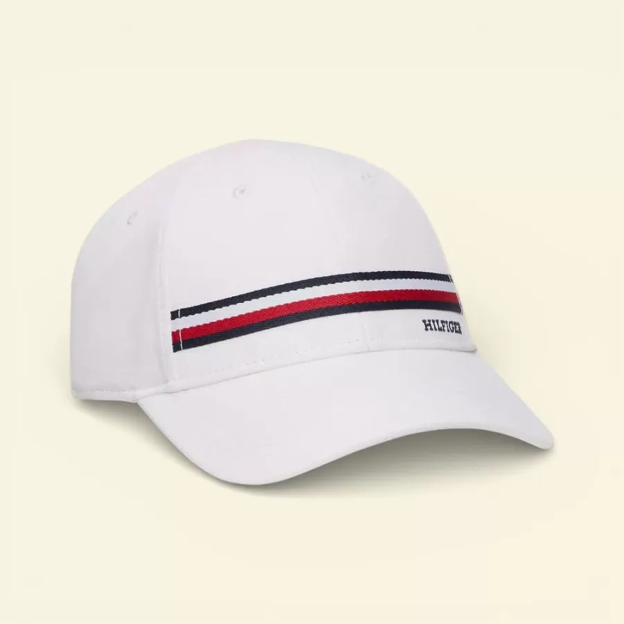 Tommy Hilfiger Embroidered Monotype Stripe Baseball Cap #Trắng
