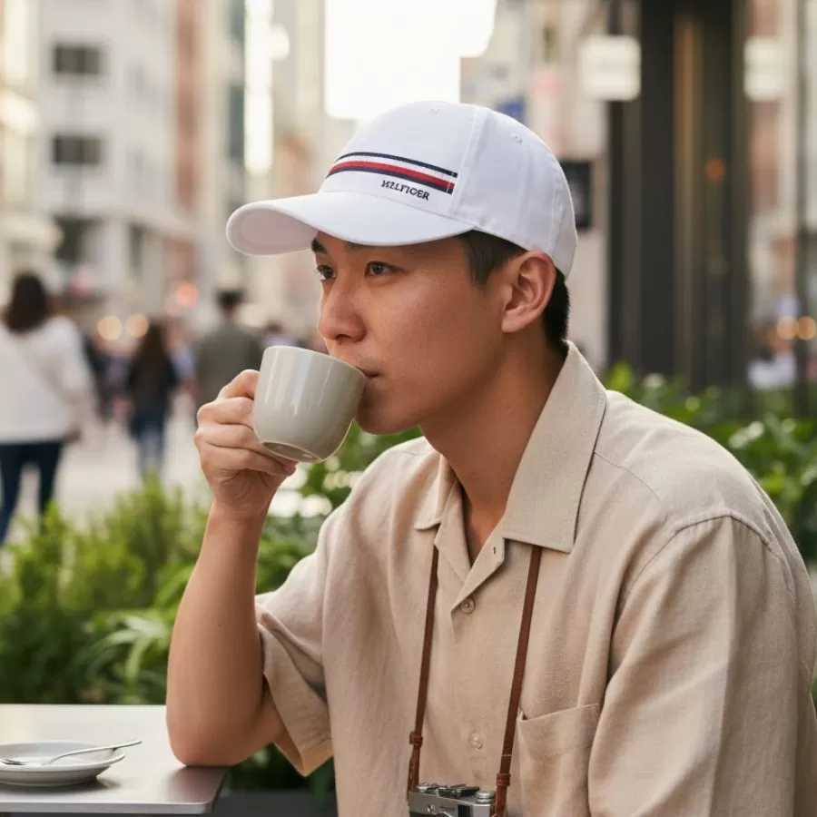 Tommy Hilfiger Embroidered Monotype Stripe Baseball Cap #Trắng