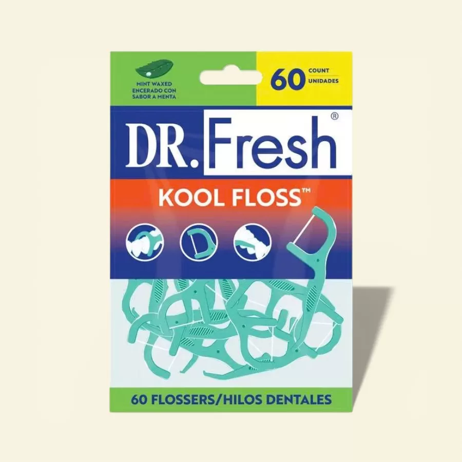 Dr. Fresh Kool Floss Waxed Dental Floss Picks #60 Count